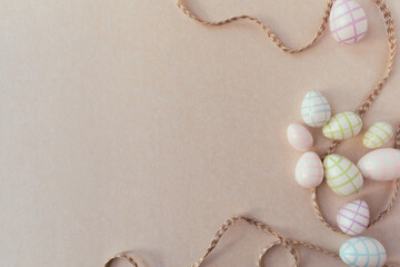 Easter background mockup, stylized photo set, flat background for product, design or text presentation
