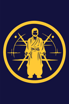 Ninja shinobi taking katana ready to fight. Craft of drawing out sword battojutsu concept. soldier with a gun, soldier with rifle.