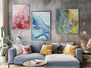 Modern Living Room with Abstract Wall Art and Stylish Comfort