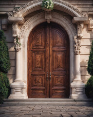 Fototapeta na wymiar Large decorative wooden doors