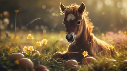 Fotobehang horse in the field © Jeanette