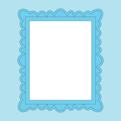 Vertical blank white canvas board with a blue frame template