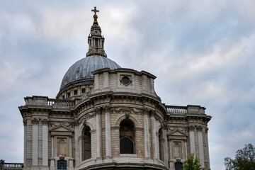 Fototapeta na wymiar St Paul's cathedral dome on a cloudy day, London, England