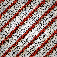 Pattern of colored stones or tiles on the path stripes for design