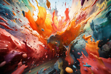 Abstract frozen paint explosion