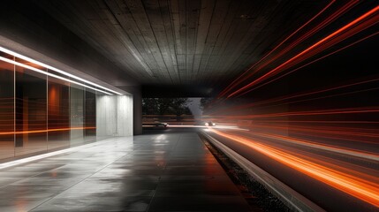 The city in the evening or during golden hour, light trails from passing vehicles, adding dynamism and energy. Clarity of architectural details, and at the same time smooth light paths.