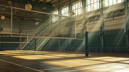 the gym is well lit to capture the vibrant colors and textures of the volleyball.