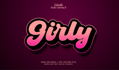 Girly Text Effect Style. Editable Text Effect Style 3d Sticker. 