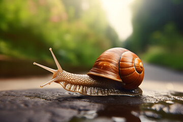 Snail, photo of a snail on the ground, animal, small snail