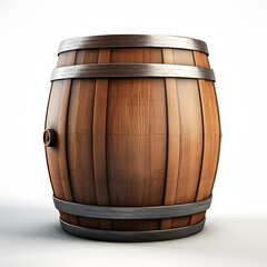 Obraz premium Illustrated wine barrel, wooden barrel with white background, wooden barrel