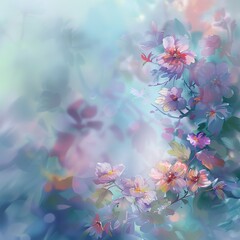 Fototapeta na wymiar illustration of blurry flower garden background ai generated