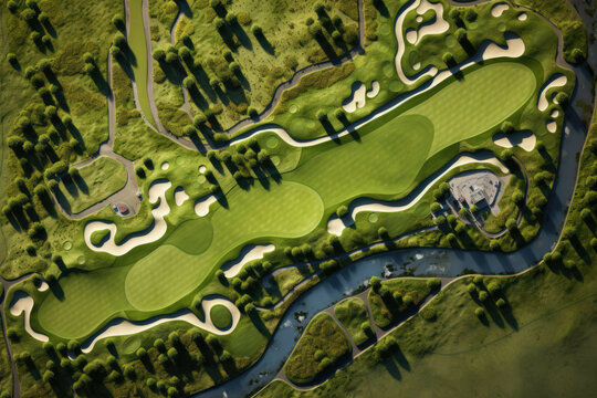 Symmetrical patterns in a golf course from above