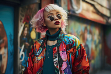 Obraz premium Stylish fashionista with unique urban style