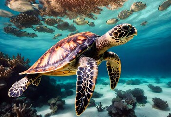 Fototapeta premium sea turtle swimming