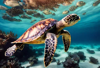 Fotobehang sea turtle swimming © Muhammad
