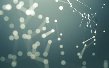 Abstract background. Molecules technology with polygonal shapes, connecting dots and lines. Connection structure. Big data visualization.