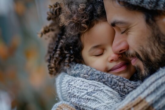 Father Daughter Winter Embrace