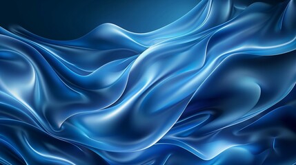 Obraz premium Abstract Blue Silk Fabric Waves Texture, Elegant Satin Material Background Design