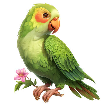 green parrot on a branch