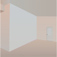 empty room with a wall and door illustration 