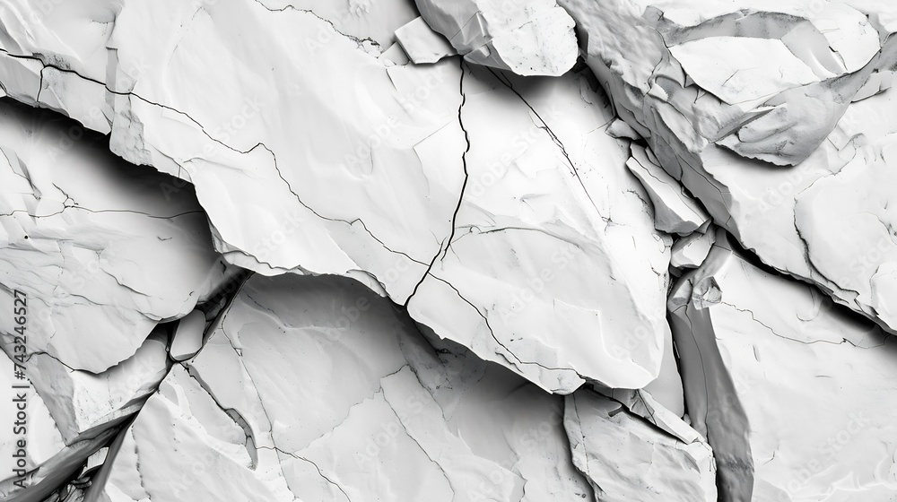 Poster White rock texture Gray stone background Grunge background with space for design Rough rocky surface with cracks : Generative AI