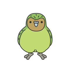 Cute Kakapo Parrot. Vector illustration isolated on white background.
