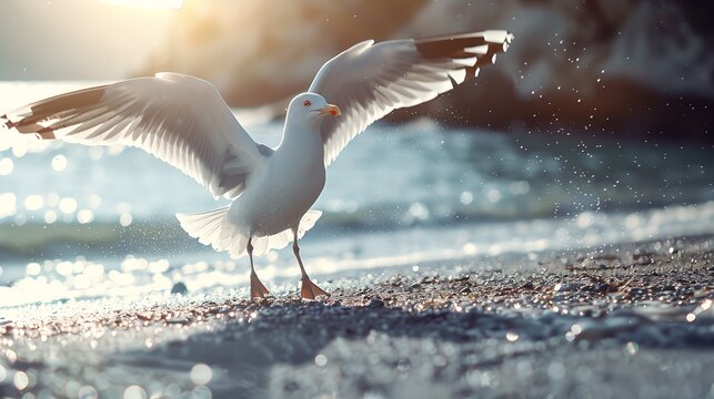 Action of seagull bird : Generative AI