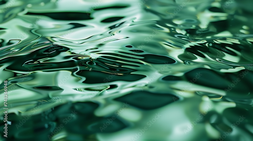 Fototapete dark blue green abstract background reflection of light on a smooth surface of water with small wave