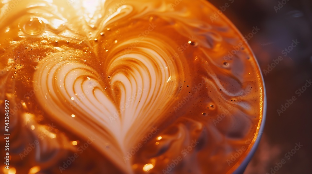 Aufkleber making of cafe latte art heart shape : generative ai