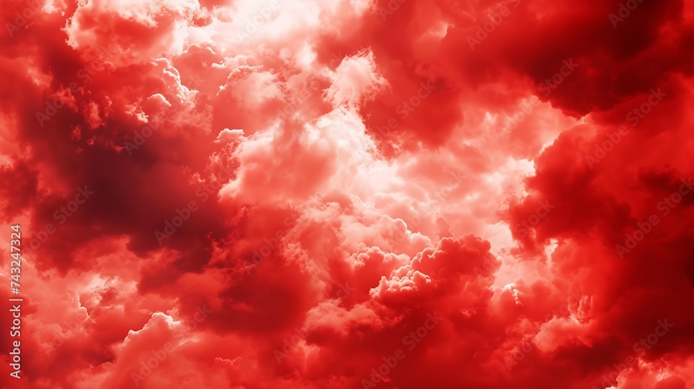 Aufkleber fiery red sky thunderclouds dramatic sky with heavy clouds fantastic magical fantasy scene bright to