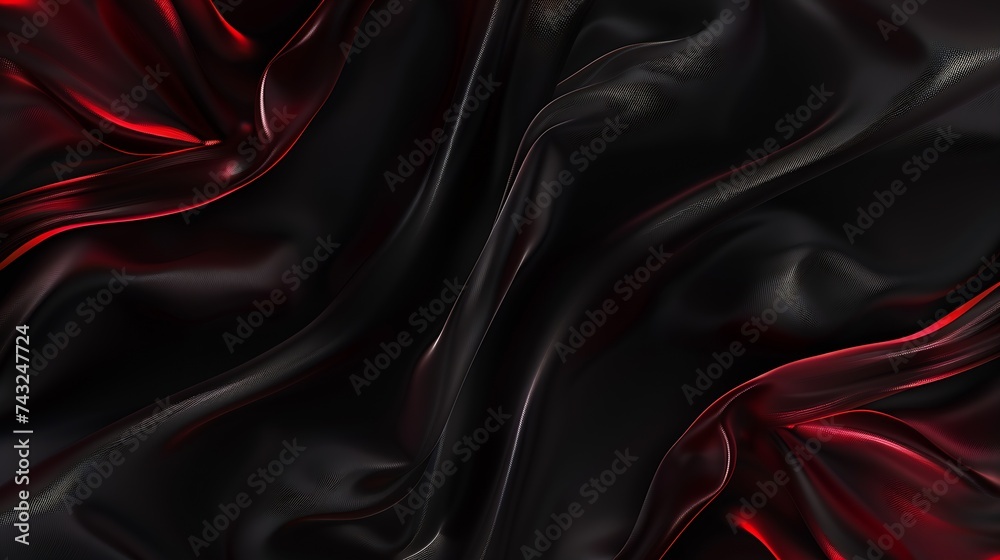 Aufkleber Black red silk satin background Copy space for text or product Wavy soft folds on shiny fabric Luxurious dark red background Valentine awarding Christmas Anniversary Black Friday Web b : Generative AI