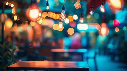 Restaurant night scene like background blur concept abstract background defocused restaurant and cafe night scene : Generative AI