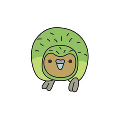 Cute cartoon kakapo parrot. Vector illustration. Isolated on white background.