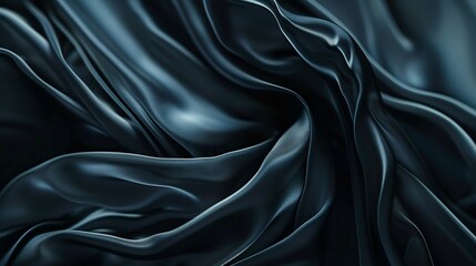 Obraz premium Navy blue elegant abstract background for design Silk satin fabric with nice folds Beautiful dark blue background with wavy lines Copy space : Generative AI