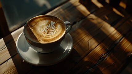 how to make coffee latte art : Generative AI - obrazy, fototapety, plakaty