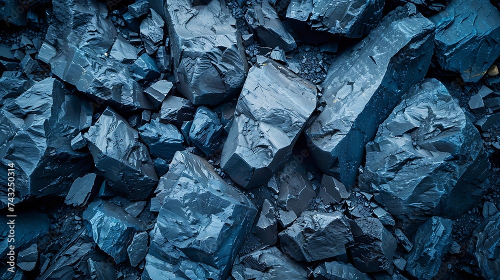Aufkleber dark blue grunge background deep blue stone background toned mountain texture closeup banner with co