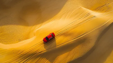 Foto op Canvas Aerial abstract view of one car in desert like landscape in Tarlac Philippines : Generative AI © Generative AI