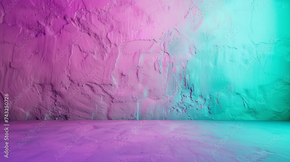 Aufkleber Purple pink turquoise teal abstract background Color gradient Toned rough surface texture Painted old concrete cement wall Colorful background with copy space for design Backdrop : Generative AI