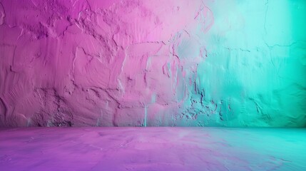 Purple pink turquoise teal abstract background Color gradient Toned rough surface texture Painted old concrete cement wall Colorful background with copy space for design Backdrop : Generative AI