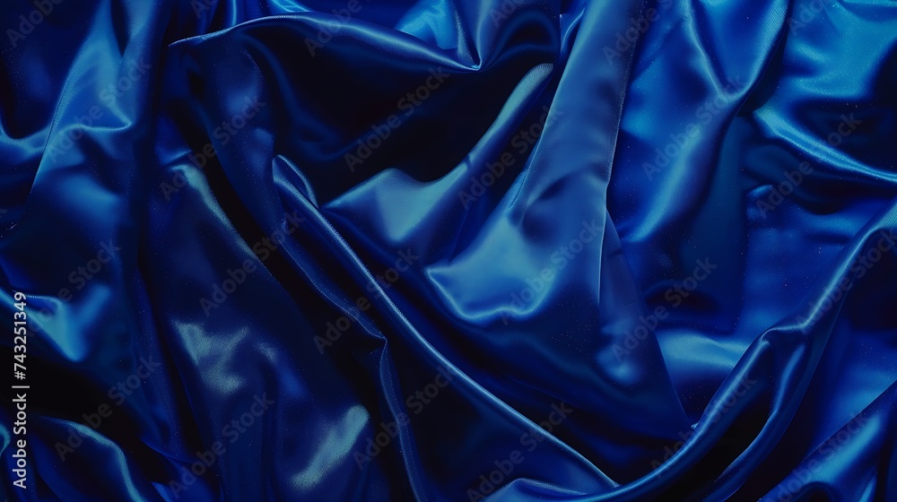Aufkleber beautiful dark blue silk satin background soft folds on shiny fabric luxury background with copy spa