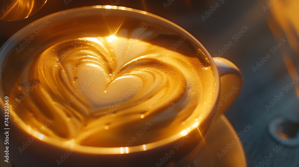 Poster Making of cafe latte art heart shape : Generative AI