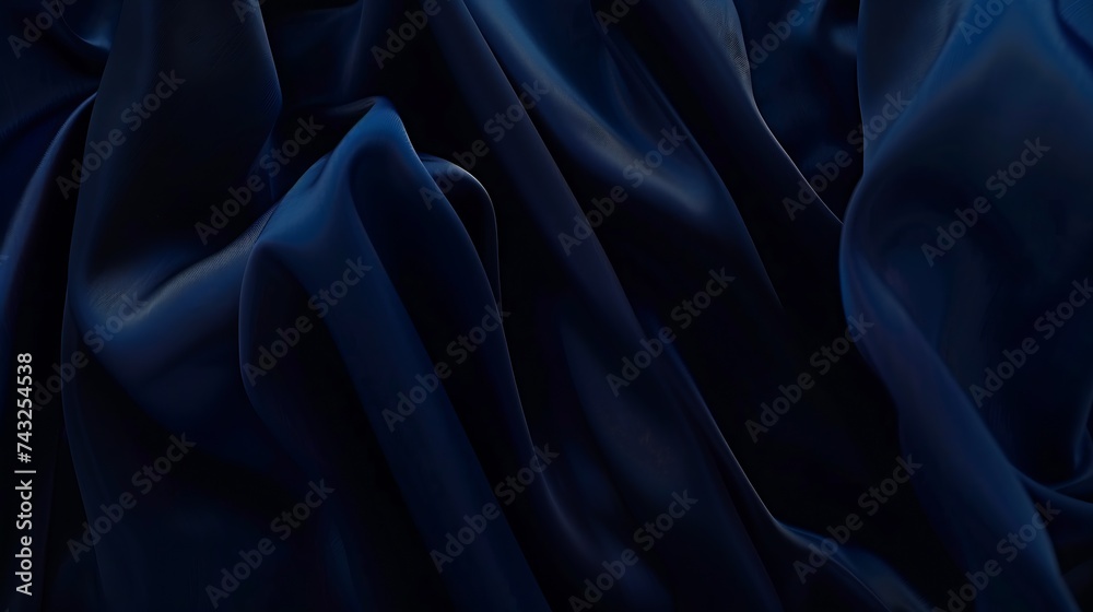 Aufkleber navy blue elegant abstract background for design silk satin fabric with nice folds beautiful dark bl