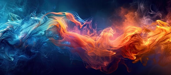 Various vibrant colored smokes intertwine and blend on a stark black background, creating a mesmerizing and enchanting display of movement and contrast.