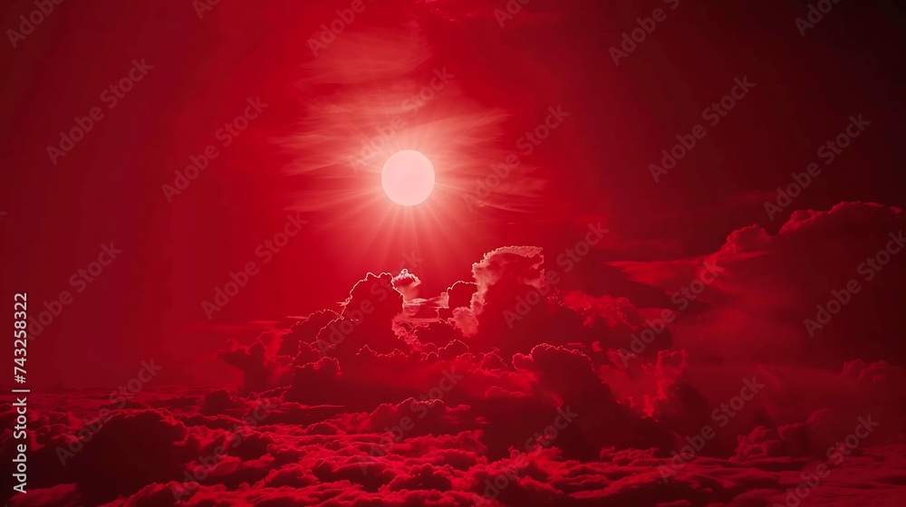 Poster abstract dark red background dramatic red sky red sunset with clouds fantastic sunset background wit