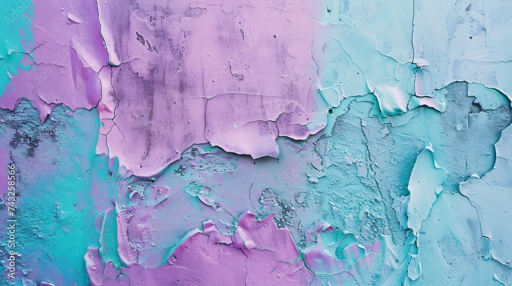 Poster Purple pink turquoise teal abstract background Color gradient Toned rough surface texture Painted old concrete cement wall Colorful background with copy space for design Backdrop : Generative AI