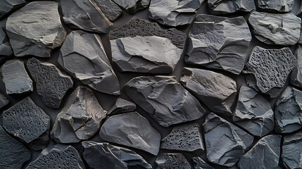 Black stone background with copy space for design Wide banner Concrete wall surface texture : Generative AI