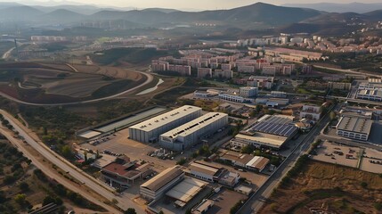 Obraz premium Aerial view of a postal center Castellon de la Plana Spain : Generative AI