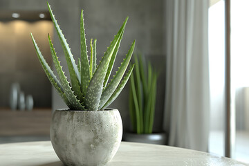 aloe vera plant in home interior