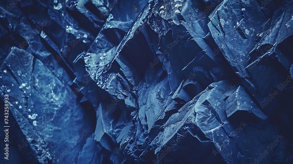 Aufkleber dark blue grunge background deep blue stone background toned mountain texture closeup banner with co