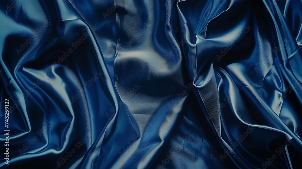 Aufkleber beautiful dark blue silk satin background soft folds on shiny fabric luxury background with copy spa